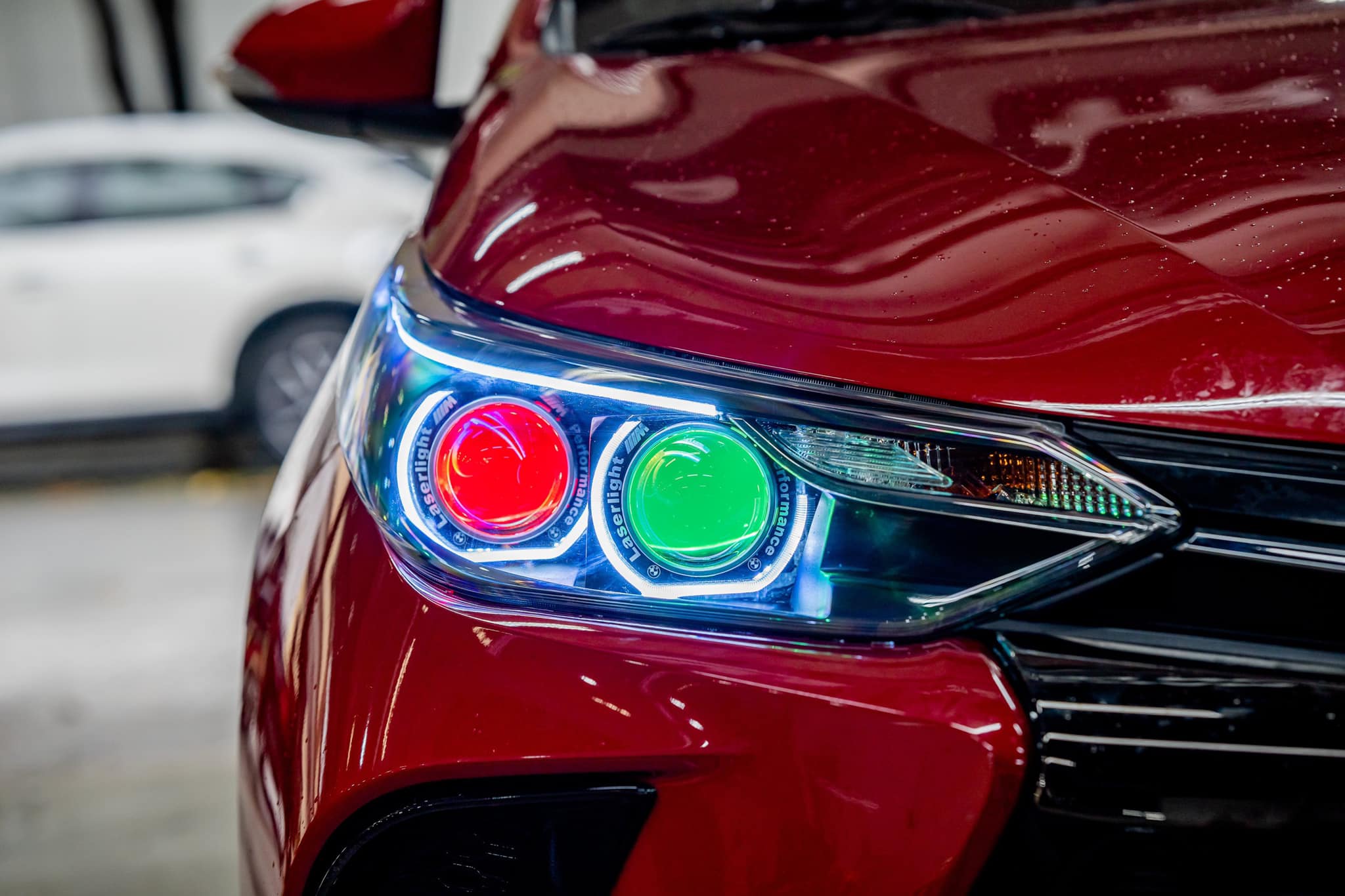Toyota Vios lắp Bi Premium + Mắt quỷ đổi màu + Mí led